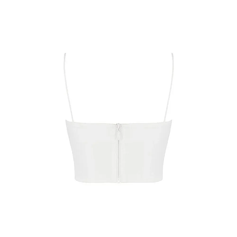 House of CB Lilibeth White Gathered Bustier Top Size Medium - Picture 3 of 7
